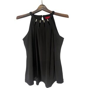 Jennifer Lopez Black Tank Top Sleeveless Cut Outs‎ With Gold Accents Sz XS